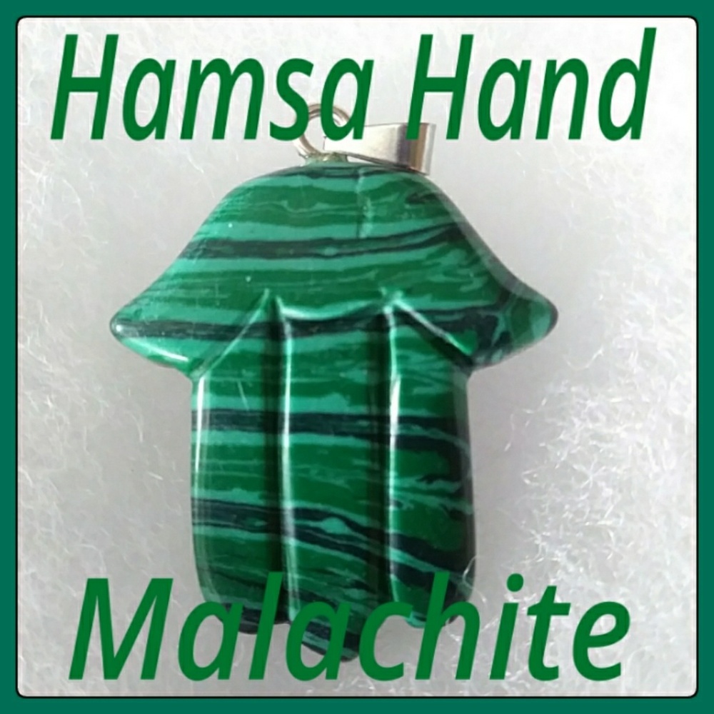 Malachite Hamsa Hand Necklace Unisex